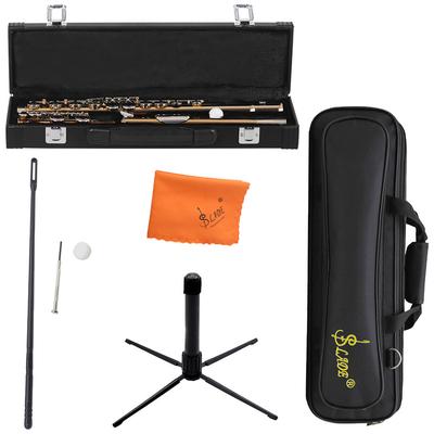 Flute C-tone Silver-plated 16-hole Closed Key Flute with Accessories