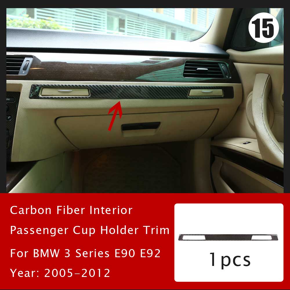 Carbon Fiber Car Console Frame Stickers For BMW 3 Series E90 E92 E93 Car Center Control Panel AC Covers Car Styling