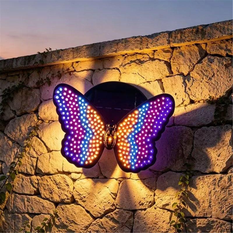 Entryway Solar Butterfly Light with LED Accent, Rechargeable Battery, Approx 7.09 X 5.12 In Size, ABS Exterior Housing, and Single Lamp