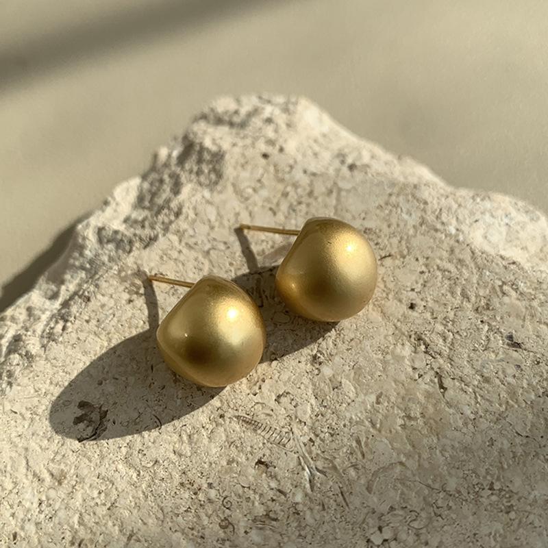 ANENJERY Frosted Round Earrings for Women Simple Cool Wind French Vintage Party Jewelry Daily Party Wholesale