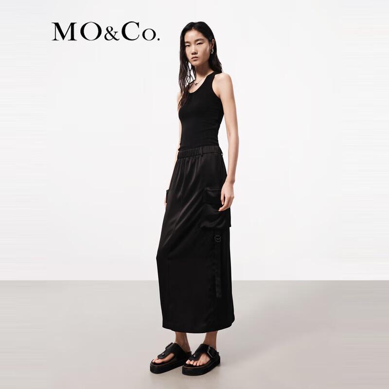 MO&Co. Cool-Touch Triacetate Workwear Spliced High-Waist Long Dress