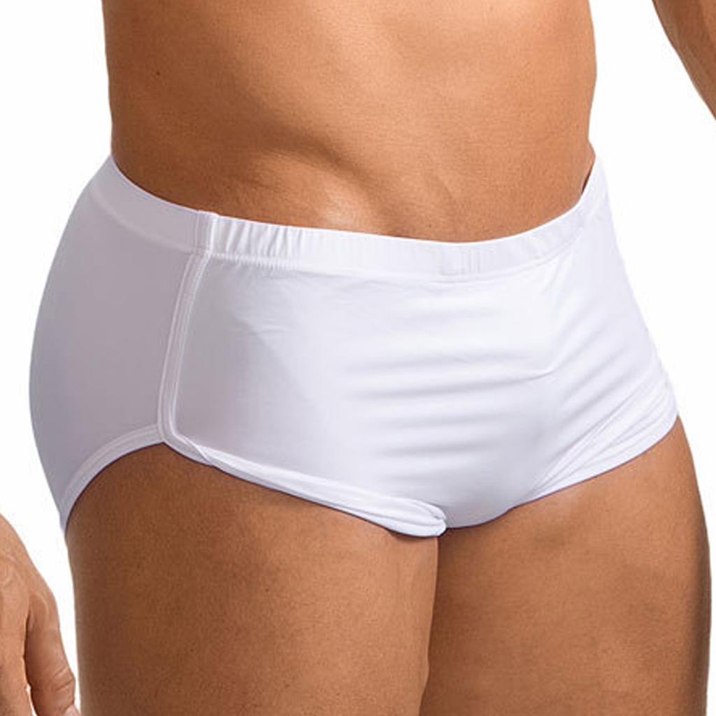 Men Sides Split Press Button Crotch Boxer Briefs Elastic Waistband Quick-Drying Athletic Shorts for Gym Fitness Cycling Running