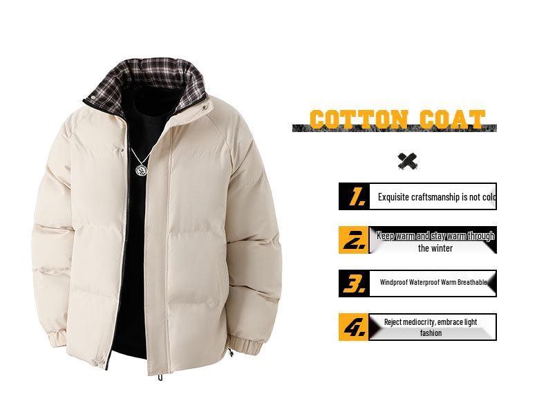 Herren Floral-Karo Knopfleistenjacke - Verdickt, Warme Baumwolle, Locker Übergröße, Hong Kong Stil Oberbekleidung für Herbst und Winter