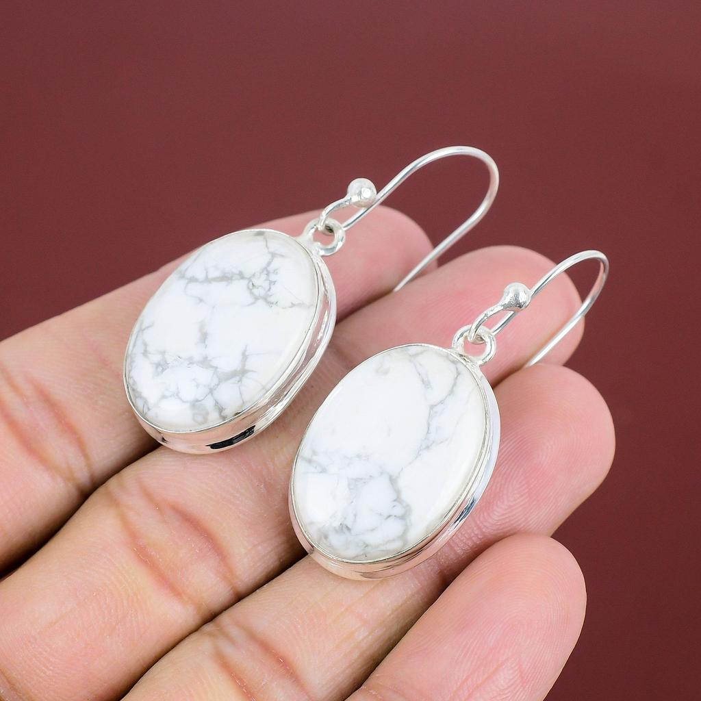 Howlite Earring Natural Gemstone Earring 925 Sterling Silver Earrings Handmade Jewelry Birthstone Earrings Brand New Jewelry Gifts For Women