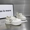 Spring 2025 new board shoes platform white shoes women's muffin bottom pull-off lace-up casual shoes bread shoes