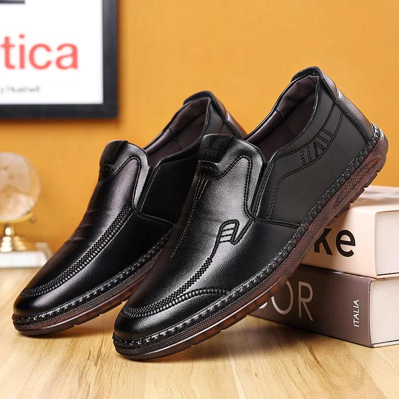 

Мужские туфли, новые модные туфли без застежек для мужчин, дышащие, износостойкие, с мягкой подошвой, мужские повседневные туфли, легкие, для вождения 44 чёрный