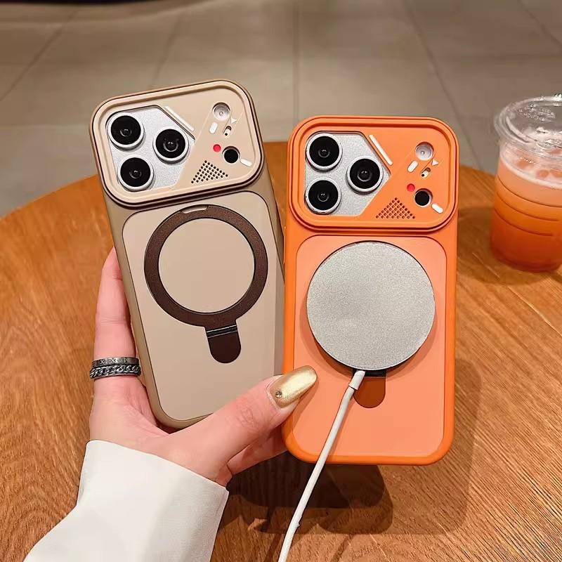 Applicable iPhone Charm Eyeglass Frame Mobile Phone Case Apple 16 Contrast Color Skin Magnetic Bracket Protective Case