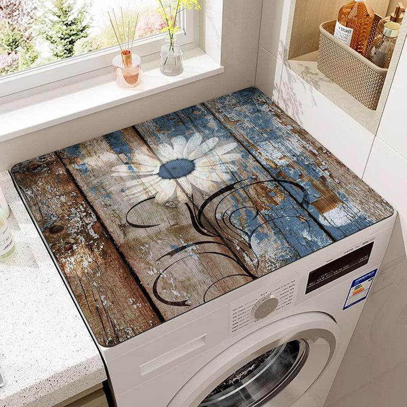 Retro Washing Machine Covers Kitchen Absorbent Coffee Machine Refrigerator Cover Pad Drain Pad Microwave Oven Insulation Pad