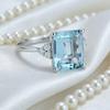 Cross mirror hot-selling couple ring European and American style ocean blue square engagement diamond ring jewelry