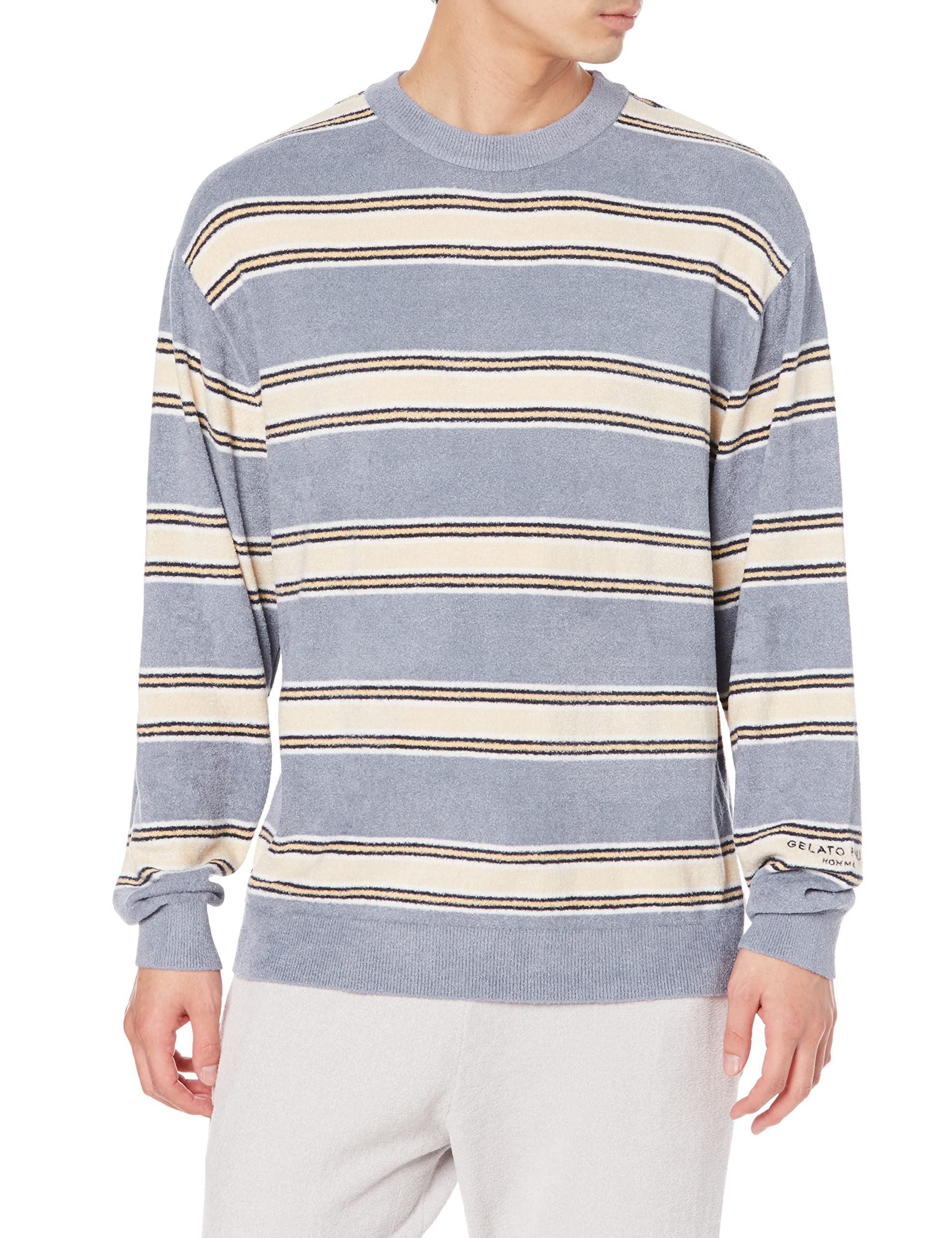 

HOMME Smooth Light Border Pullover PMNT221938 LBLU M [Gelato Pique] Men s