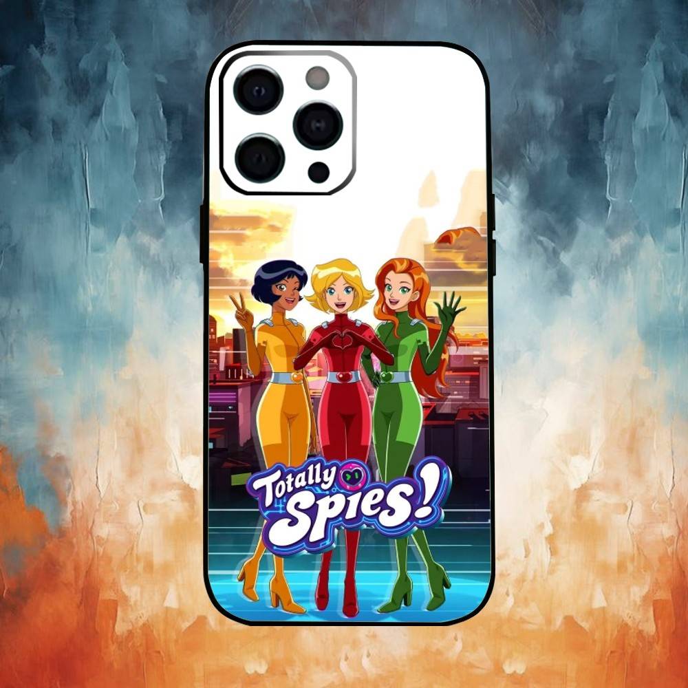 Coque de téléphone Totally Spies Pour iPhone17,16,15,14,13,12,11 Plus,Pro Max Housse Souple Noire
