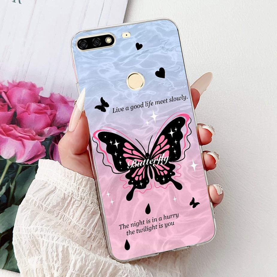For Huawei Y7 Prime 2018 Case Nova2 Lite Luxury Painted Cover Soft Slim Phone Case For Huawei Y7 Pro 2018 Y72018 Back Cover Bags