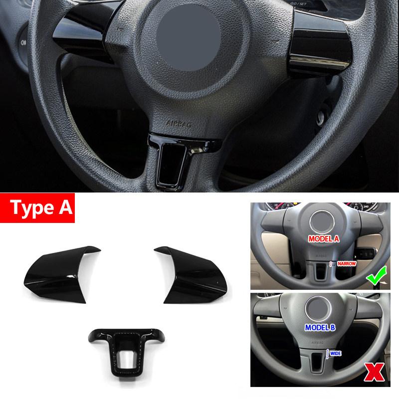 Accessoires de Voiture en ABS Cache-Volant Garniture Pour VW Golf 6 MK6 Passat B7 Jetta Bora CC Tiguan Caddy Touran Motif Fibre de Carbone