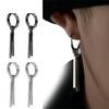 1pairs No Ear Piercing Square Stick Pendant Earrings Tassel Earrings  For Women and Men