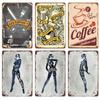 New Style Vintage Coffee Poster Tin Art: Industrial-style Decorative Wall Hanging for Background Walls