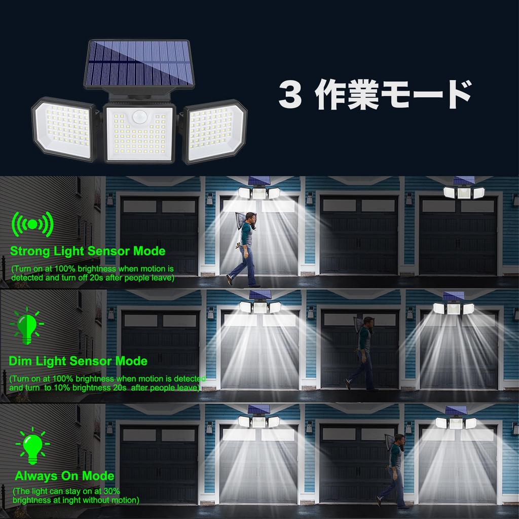 VNN Solar Light Outdoor Waterproof Induction Light 167 LED Luminous Flux Up To 2500 3 Types of Smart Modes 1800 mAh Large Capacity Battery Super High