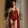Women Erotic Lingerie Sets Deep V Lace See Through Suspender Shorts Two-piece Set Porn Backless Mesh Clothing Products for Adults