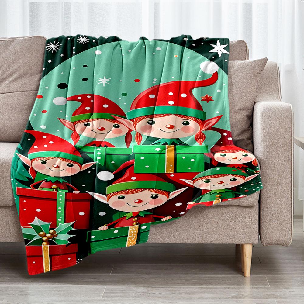 Christmas Santa Claus Theme Printed Blanket - Perfect for Couch, Bed, Travel & Outdoor Use | Machine Washable, Cozy & Durable.