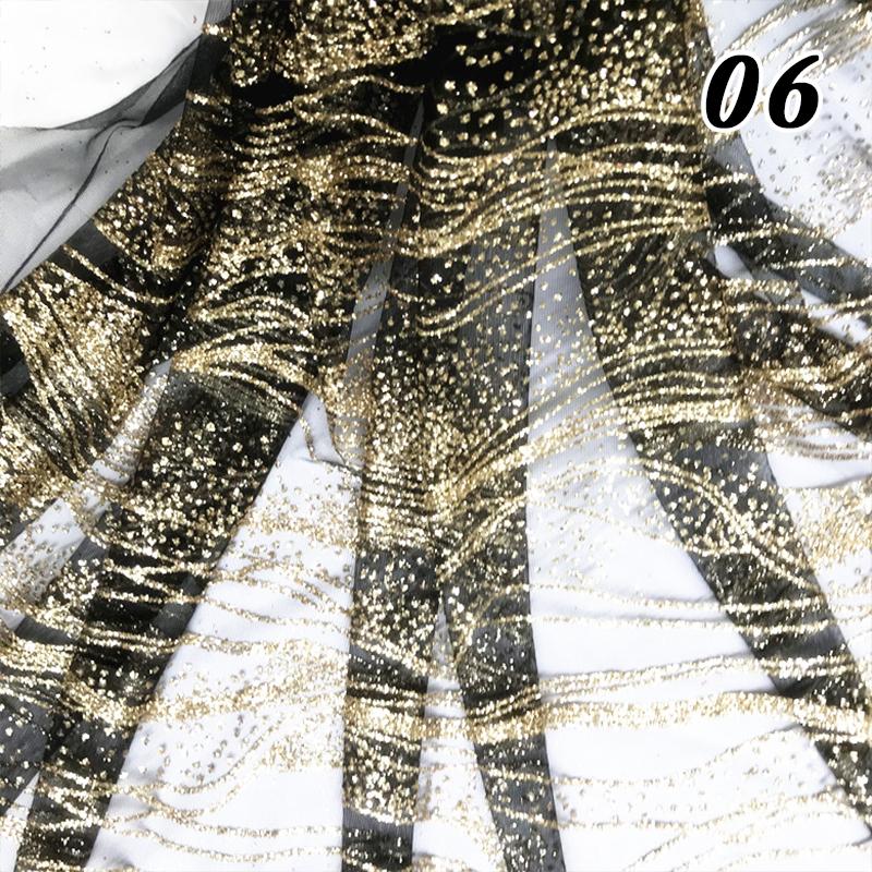 Glitter Sequin Lace Fabric Iron Bronzing Wave Pattern Polyester Material Bridal Wedding Party Evening Dress Fabric DIY Textile