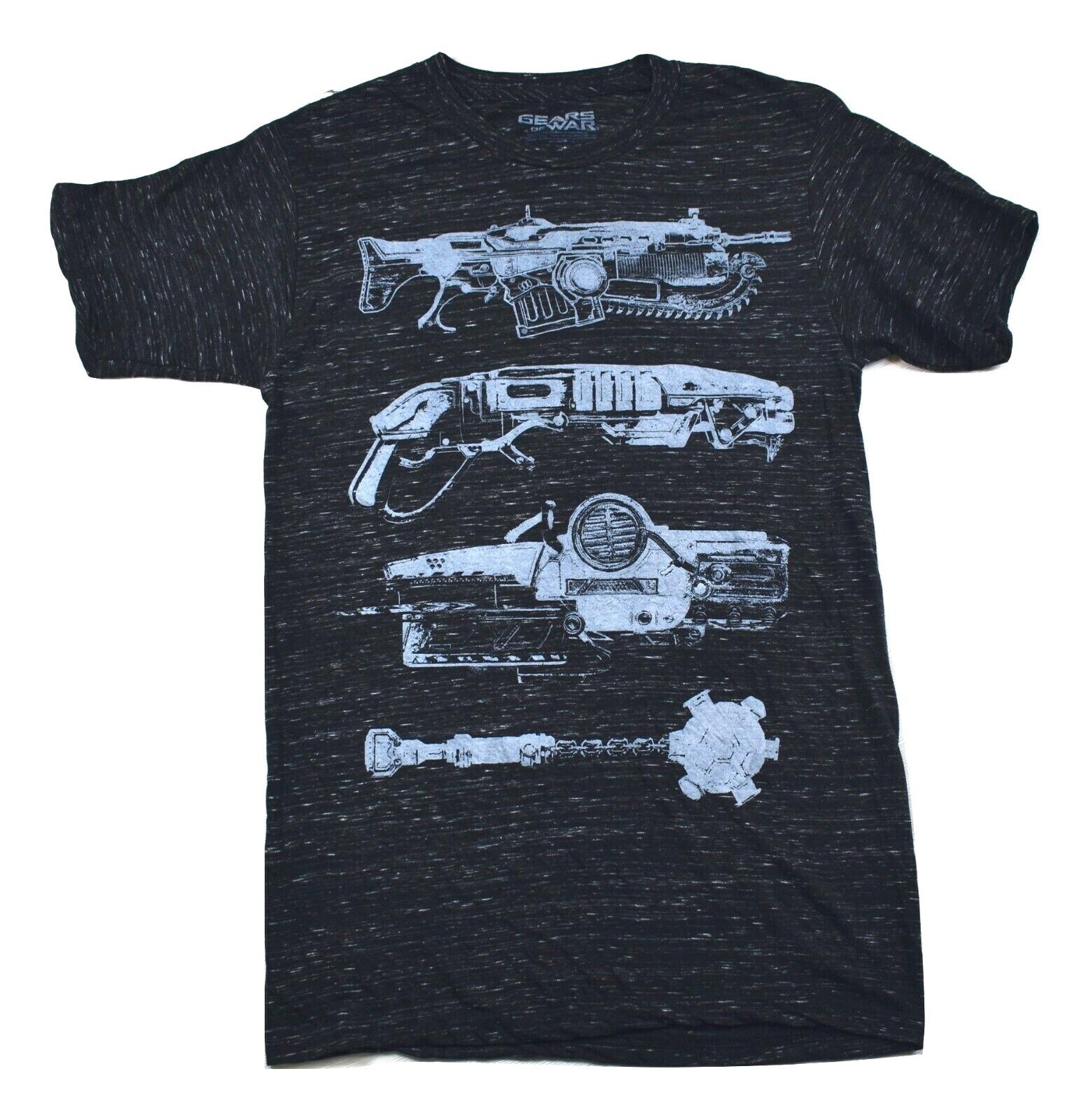 

Gears Of War Mens Heather Black Weapons Shirt New Medium 3XL