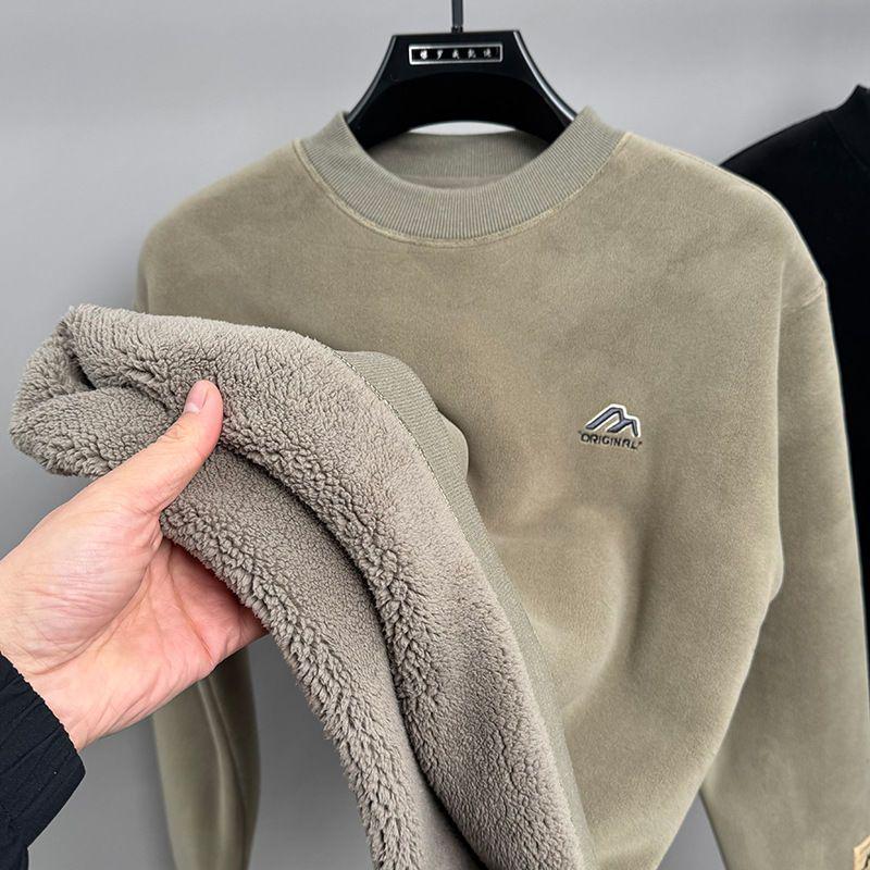 Men s Thickened Crewneck Sweatshirt - Winter Double-Sided Sherpa Fleece for Outdoor Warmth Large