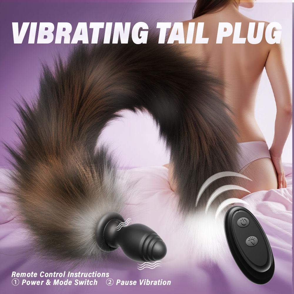 Fox Tail Anal Plug Sexy Plush Toy Butt Plug - Fluffy Plush Tail & 10 Vibration Modes, APP Controlled Silicone Anal Plug for Couples, Body-Safe