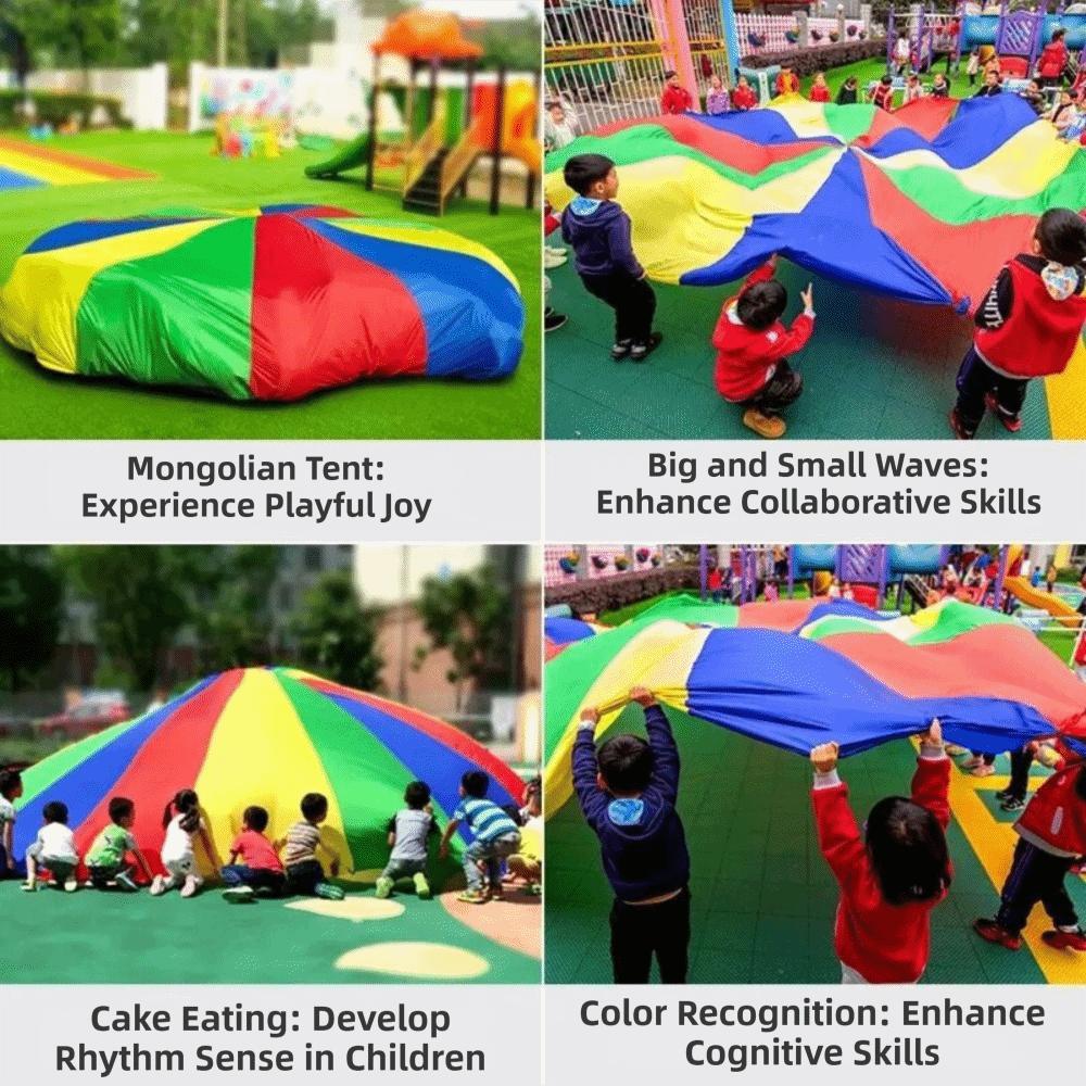 Bouncing Mat Parachute Activity Toys Rainbow Color Perception Training Equipment Team Games
