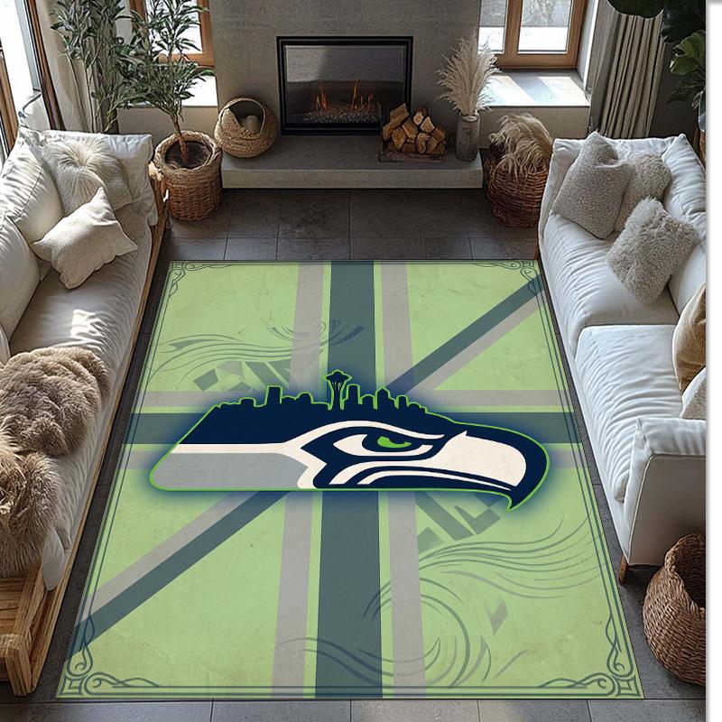 Tappeto in Velluto Cristallo Seattle Seahawks Morbido Anti?Tappetino Antiscivolo Comodo per Casa Soggiorno Camera da Letto Tappeto Decorativo