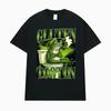 Frog On Toilet Smoking Cartoon Graphic T-Shirt