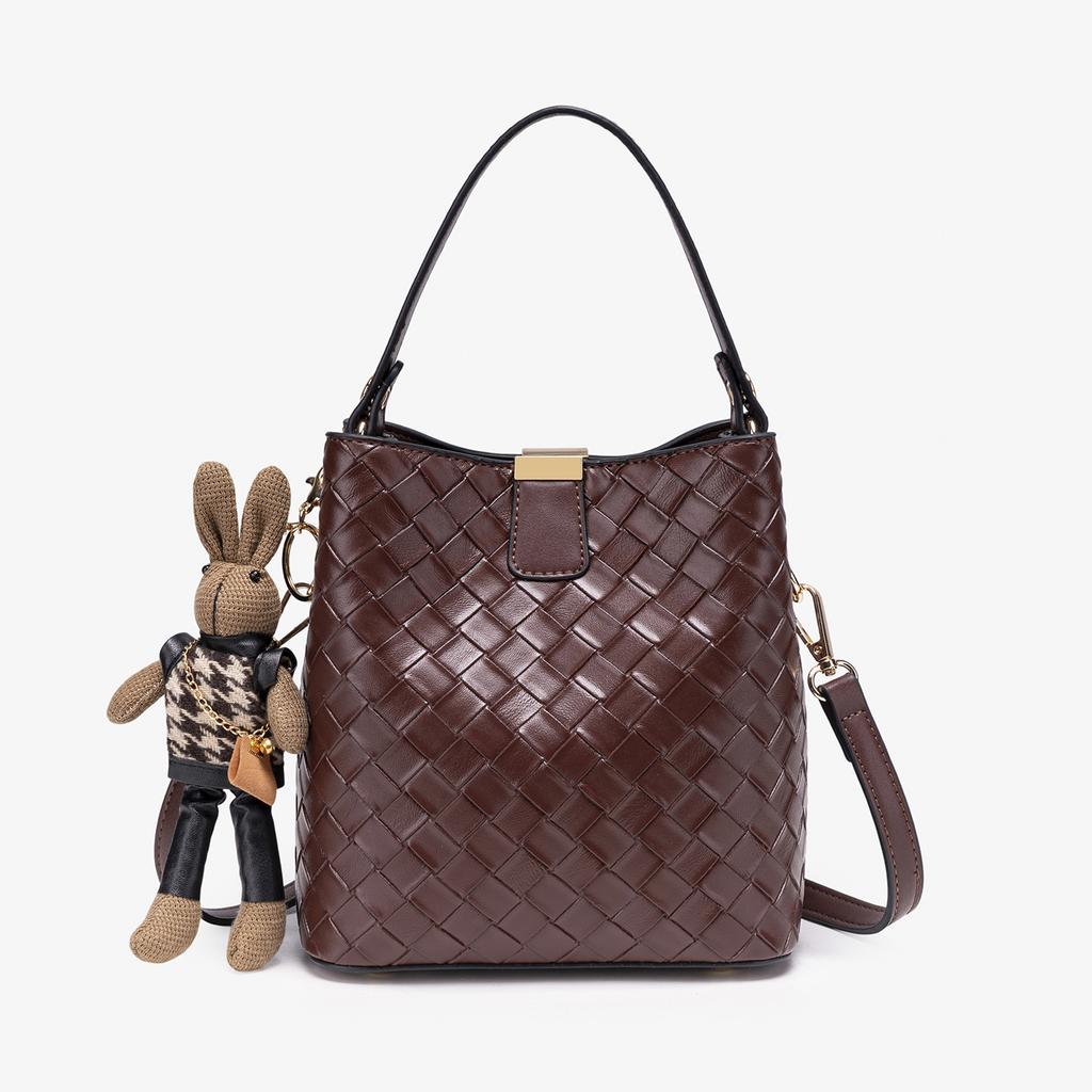 Fashion Versatile Woven Hand-held Women's Bag Niche High-end Sense Large Capacity Shoulder Crossbody Bucket Bag