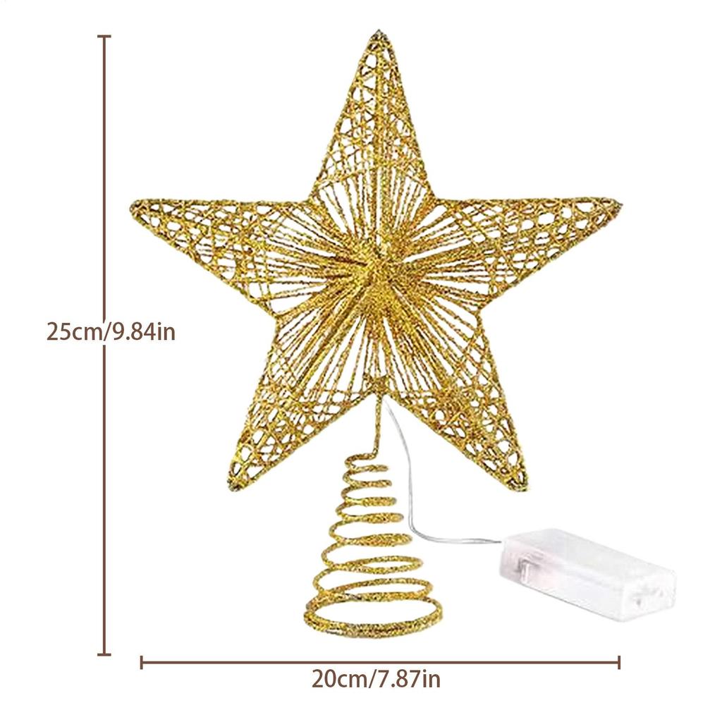 Christmas Tree Topper Decoration Iron Star-shaped LED Light Tree Toppers For Festival Wedding Party Office New Year Holiday