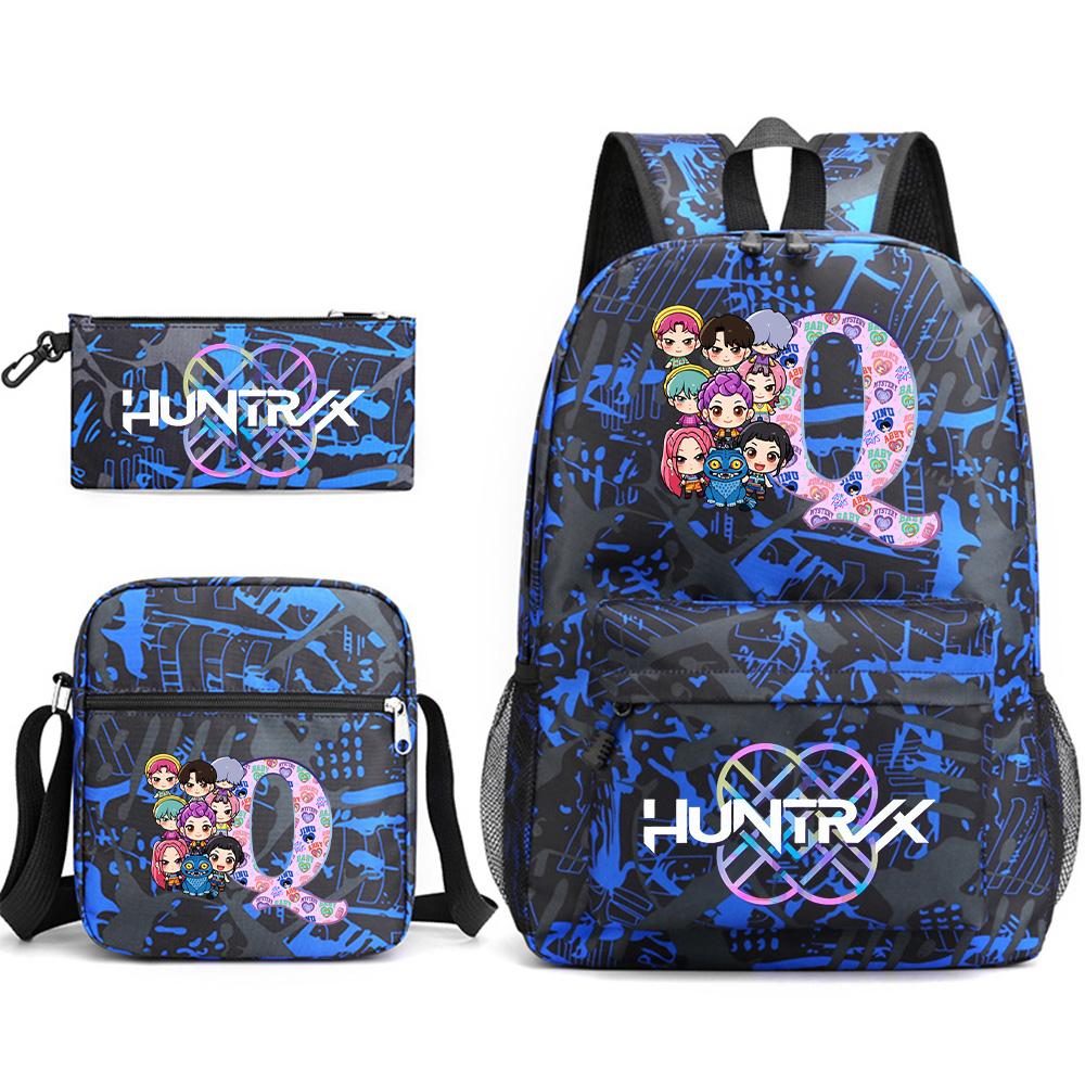 3Pcs/set Cute 26 English Letter Printed Backpack with Shoulder Bag Pencil Case for Teenager Student Boy Girl SchoolBag Large Capacity Bookbag Kid Gift