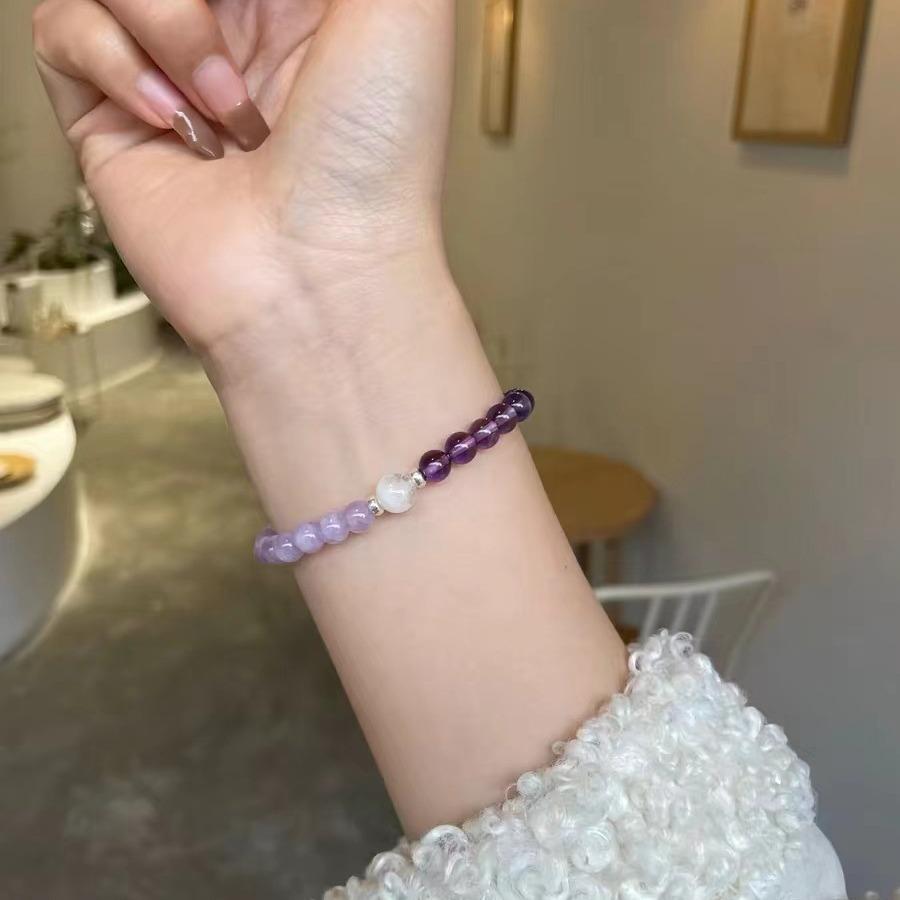 New Lavender Amethyst Bracelet Two-tone niche design light luxury fresh bracelet for best friends Amethyst bracelet in two-