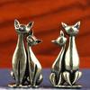 Couple Cat Ornament Vintage Brass Sculpture Art Piece Intertwined Loving Cats Artwork for Home Office Mini Cat Statue Decoration