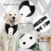 Adjustable Chic Pet Bandana With Bow Tie - Polyester Triangle Scarf & Drool Bib For Small To Large Dogs Perfect For Weddings