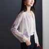 SOFSIL Women's Silk Floral Print Baseball Jacket