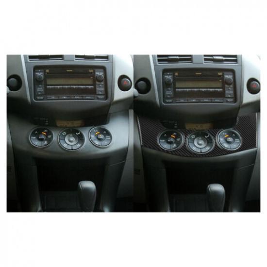 Bright Carbon Fiber Car Central AC Button Frame Cover For Toyota RAV4 2006-2012