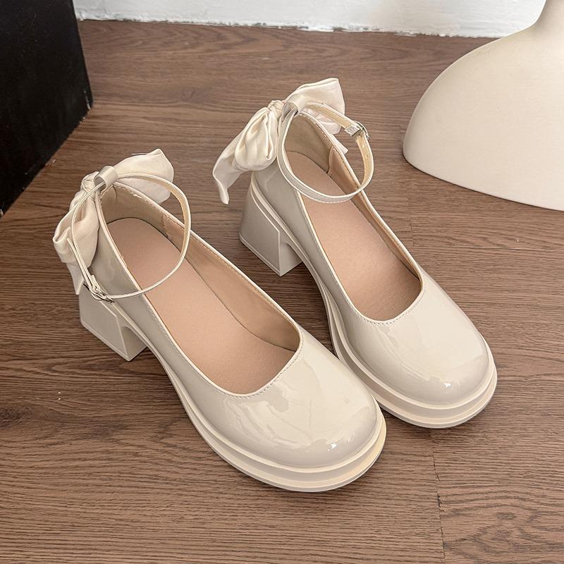 Fashion High Heels Women Bow Loafers Shoes Autumn Fashion Shallow Elegant Shoes 2025 New Classical Chunky Pumps Party Zapatillas Mujer