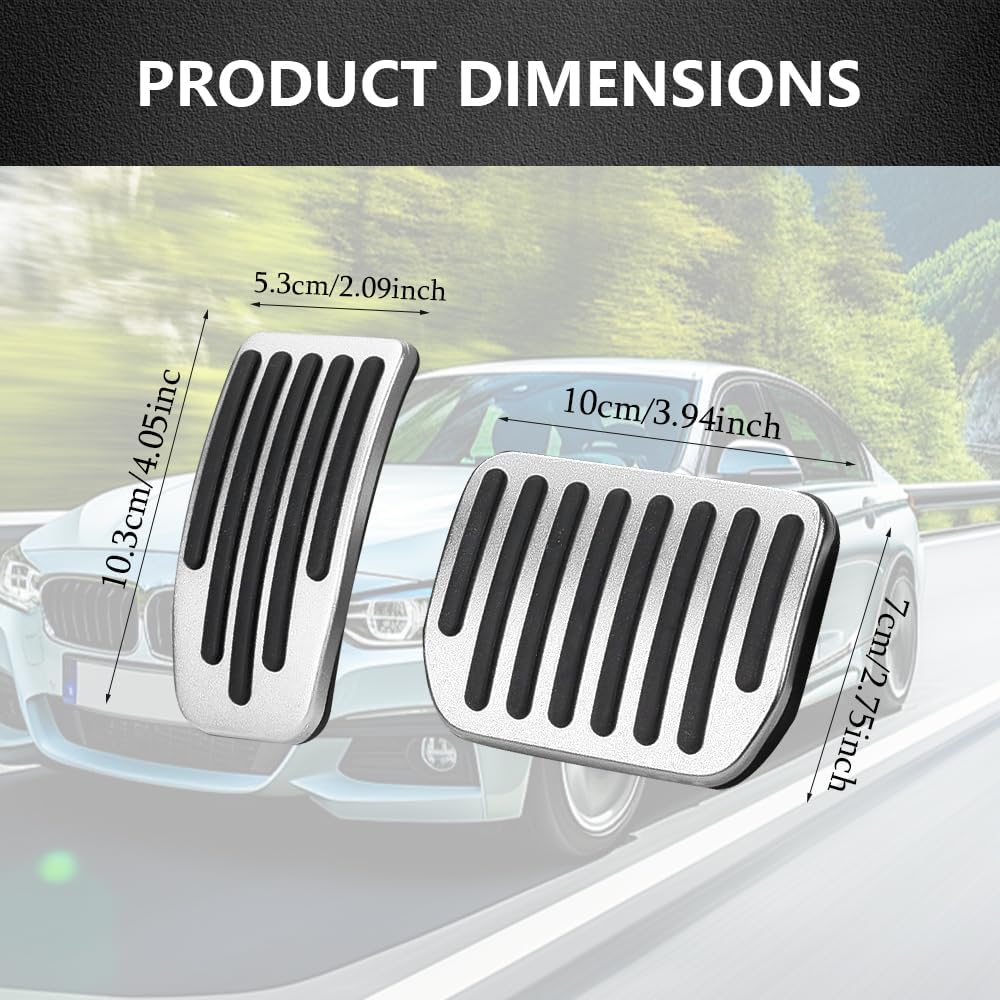 Foot Pedal Pads Set, Auto Aluminum Pedal Covers, Non-Slip Performance Accessories Pedal Covers, Car Accessories Brake & Accelerator Pedal Covers Fits