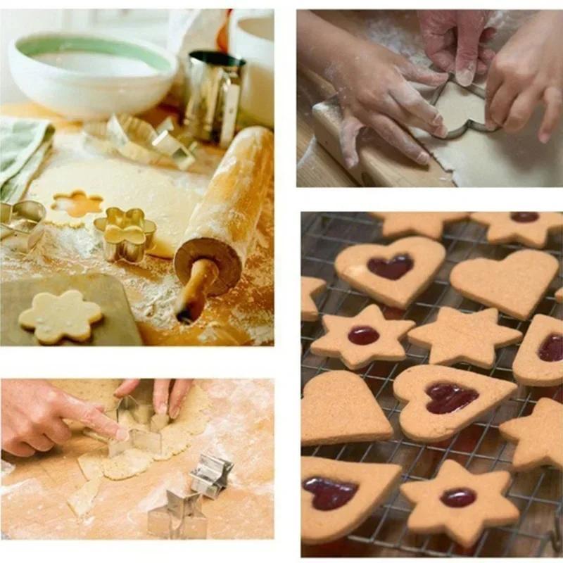 Kitchen Creative Handmade Baking Tools 24pcs/set Stainless Steel Biscuit Mould Portable Round Shape Cake Fondant Accessories