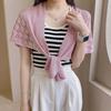 Solid Color Knitted Hollow Shawl Cross Blouse Shoulder Fake Collar Knot Scarves  Ladies/Girls