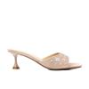 French celebrity style square head petals cool slippers women's outer wear summer 2025 new rhinestone satin kitten and slippers