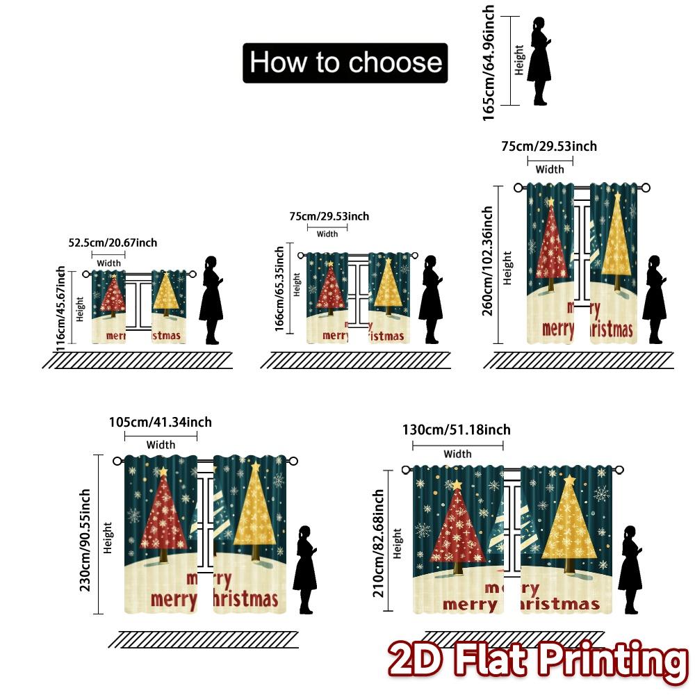 2pcs,Curtains Christmas Trees Snowflakes Festive_a (2) Popular Contemporary Curtains Polyester Easy Install Curtains Decorations