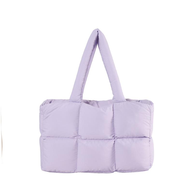 2025 new cute large capacity European and American soft warm puff bag square bag down jacket bag women