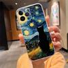 Phone Case For Iphone 17 Pro Max Air 16 15 14 13 Pro Max 15 16 Pro 15Plus Cat Starry Night Van Gogh