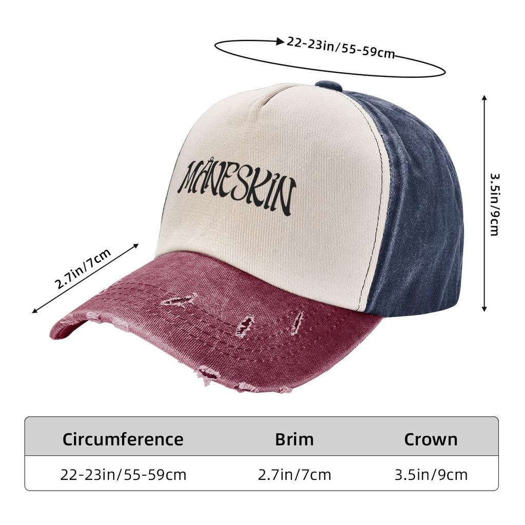 Vintage Maneskin Band Logo Baseball Caps for Unisex Women Distressed Denim Dad Hat Outdoor Activities Unstructured Soft Caps Hat