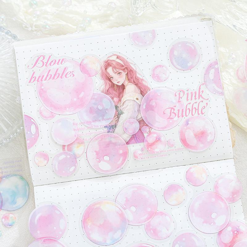 Dream Bubble Island PET Stickers: Colorful Bubble Painting for Journals & DIY Collages