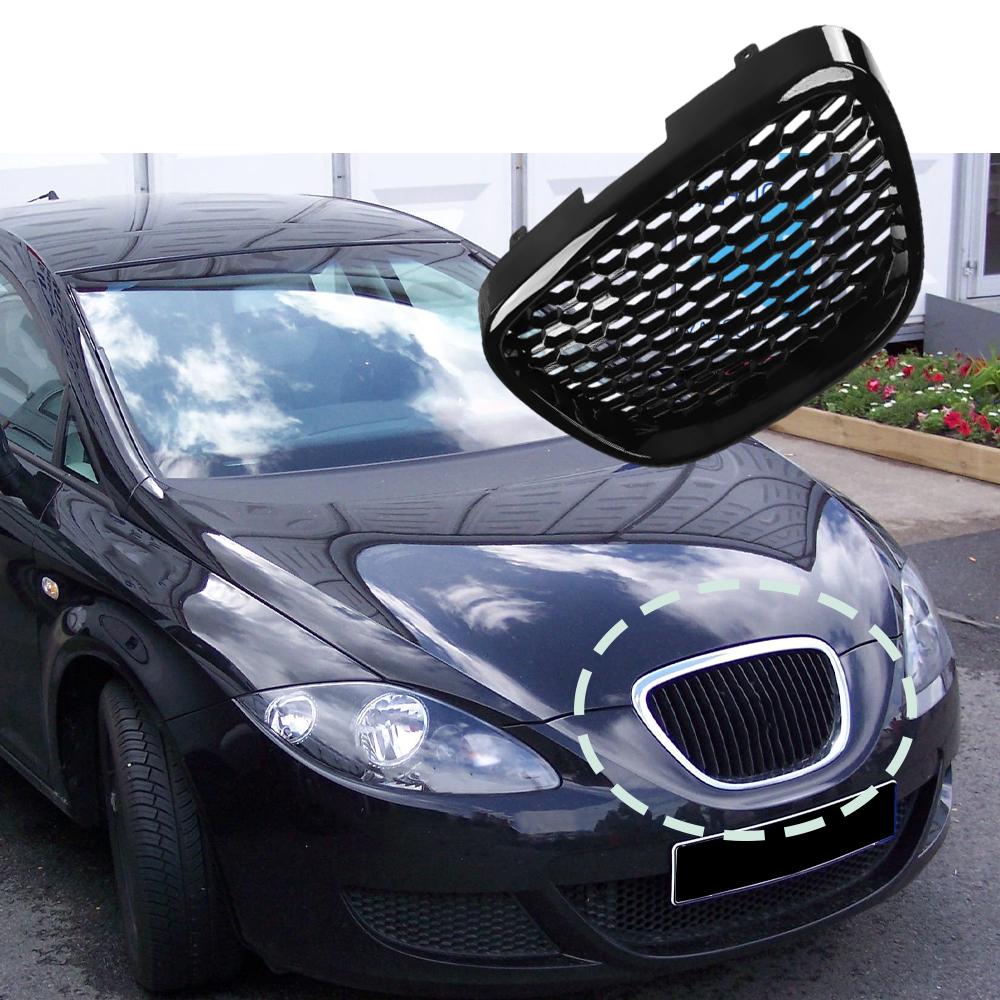 Honeycomb Front Bumper Grill for Seat Leon MK2 1P1 Altea XL Toledo Mk3 2006-2009 Honeycomb Grille Mesh Badgeless Grille