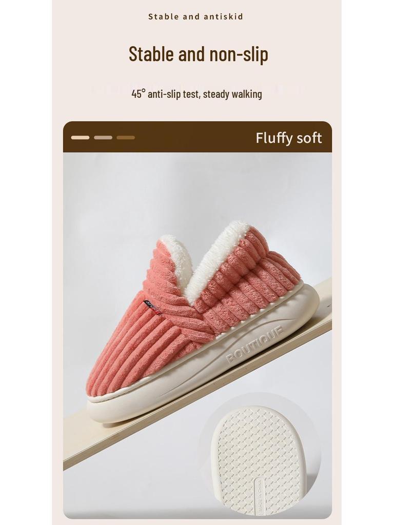 Damen- & Herren-Baumwoll-Winterpantoffeln mit dicker Sohle für den Innenbereich