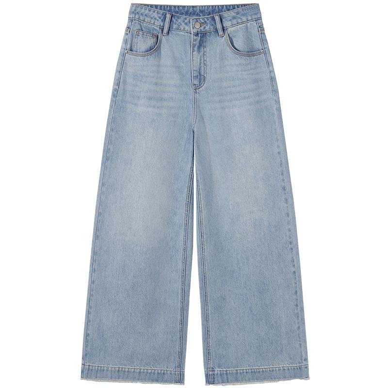 Hotwind Women's Light Wash Cropped Wide-Leg Jeans